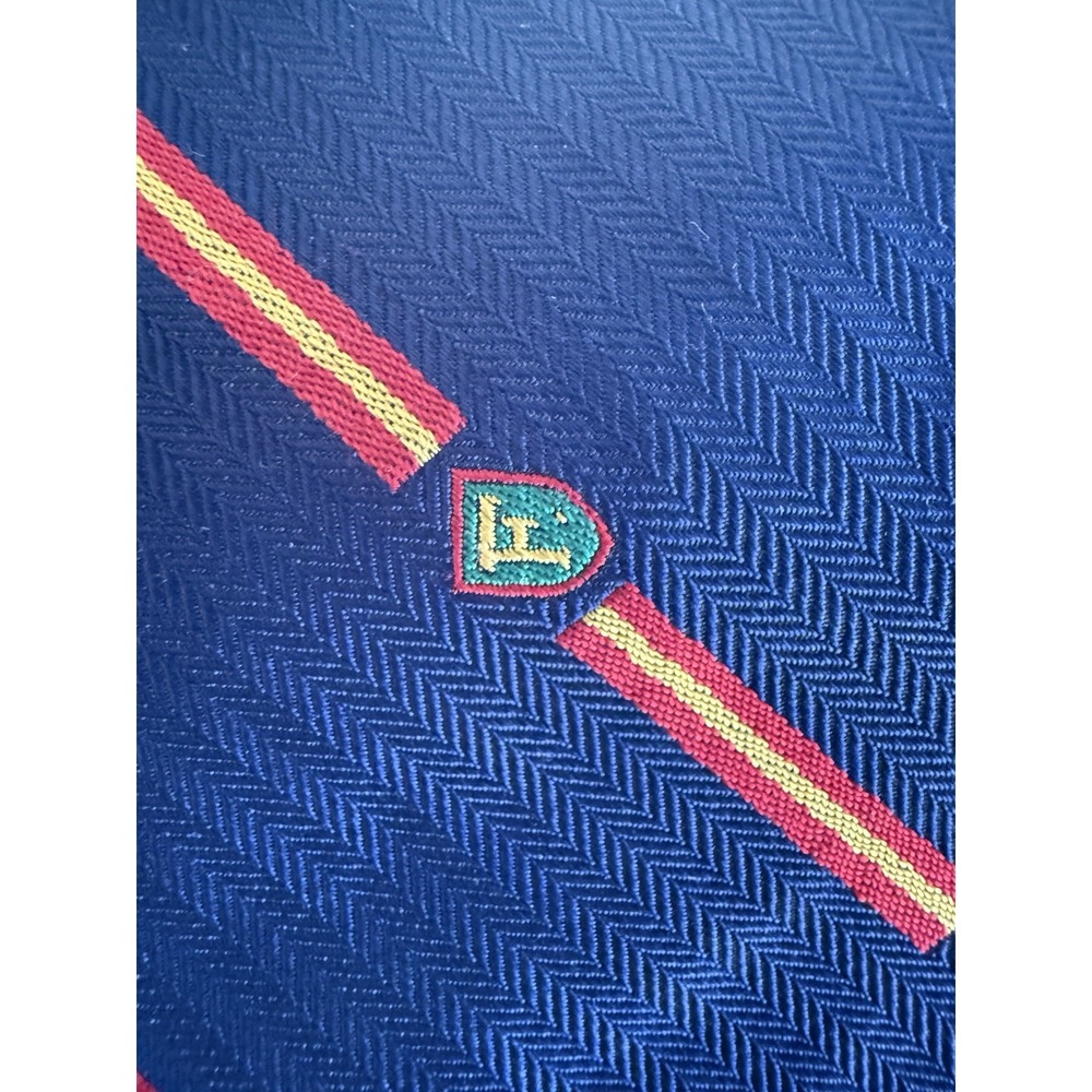 FACONNABLE 100% Silk Tie Hand Made ITALY Designer Blue Striped Logo NWT - Picture 2 of 7